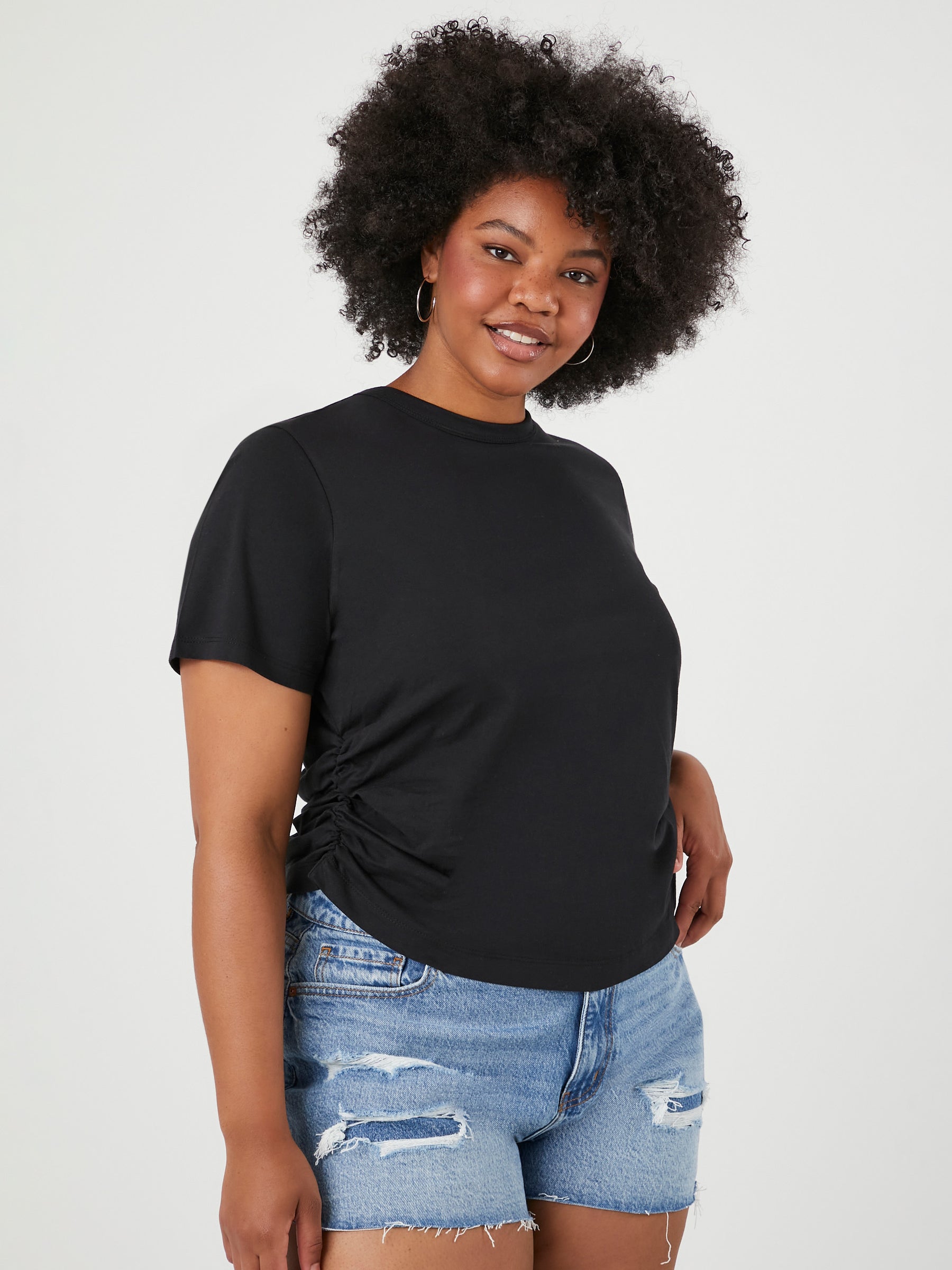 טישרט בשילוב כיווצים PLUS SIZE- FOREVER 21|פוראבר 21