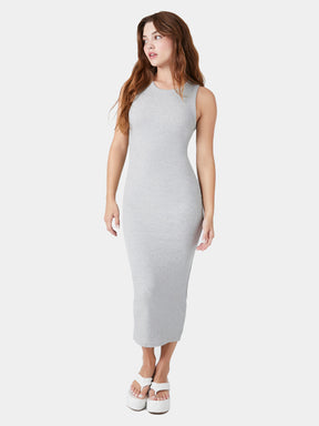 שמלת מקסי סרוגה בצלעות בגזרת Bodycon