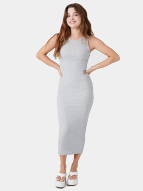 שמלת מקסי סרוגה בצלעות בגזרת Bodycon