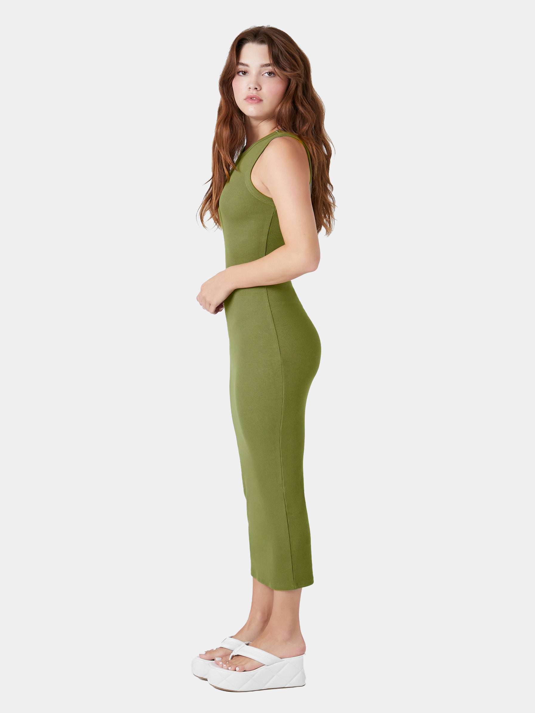 שמלת מקסי סרוגה בצלעות בגזרת Bodycon- FOREVER 21|פוראבר 21