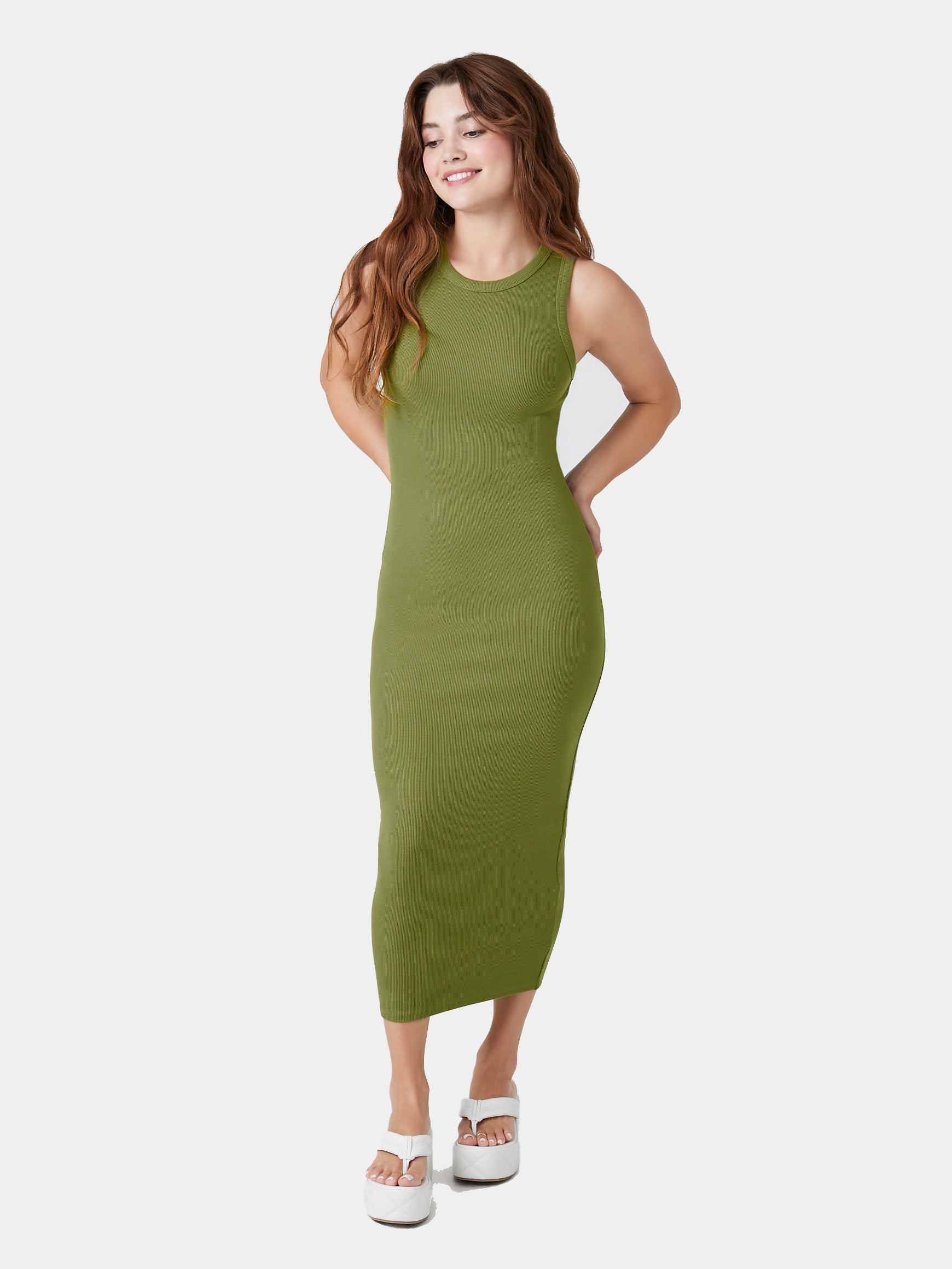 שמלת מקסי סרוגה בצלעות בגזרת Bodycon- FOREVER 21|פוראבר 21