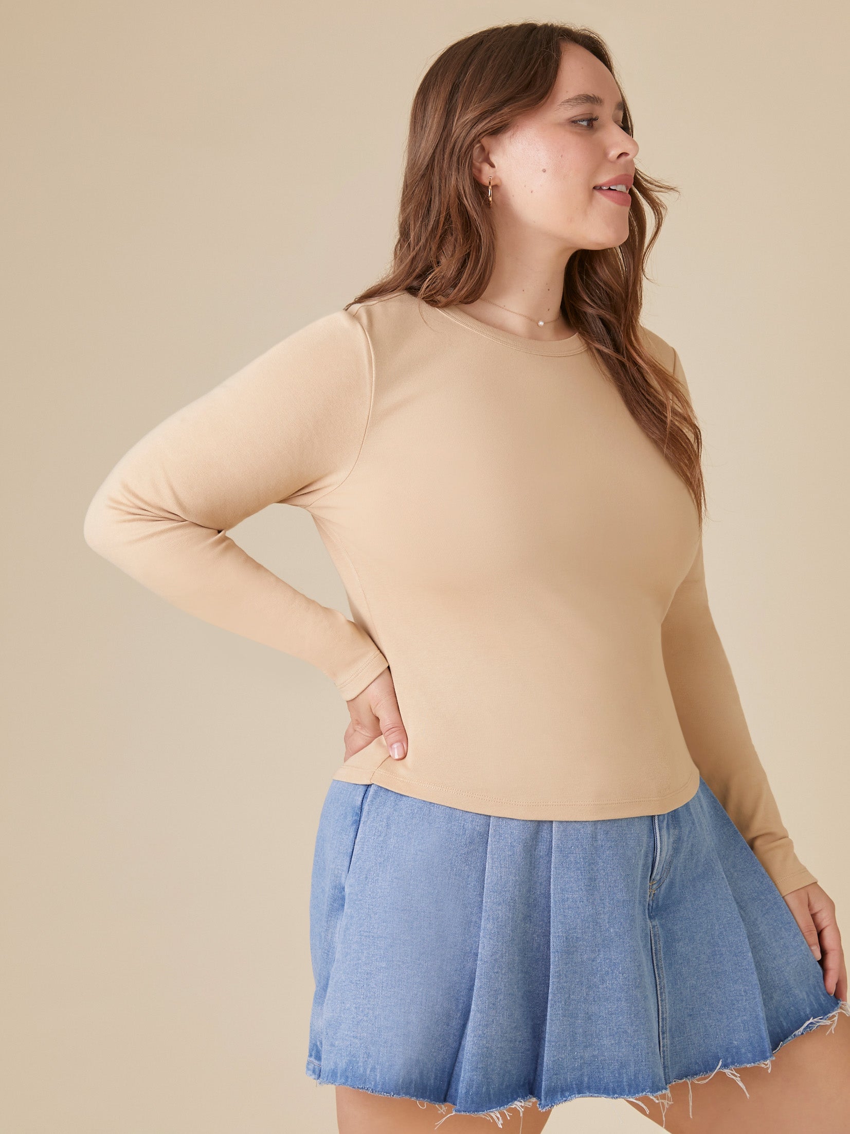 טישרט בייסיק ארוכה PLUS SIZE- FOREVER 21|פוראבר 21